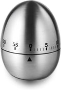 Kitchen Timer for Cooking, 60 Minutes Mechanical Timer - No Batteries Required, Stainless Steel Egg-Shape Cute Countdown Clock for Cooking, Learning, Exercises, Gaming