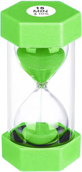 Sand Timer 15 Minute Hourglass, Unbreakabl Sand Clock 15 Min, Reloj De Arena 15 Minutos, Plastic Green Hour Glass Sandglass for Classroom Game Kitchen (Green)