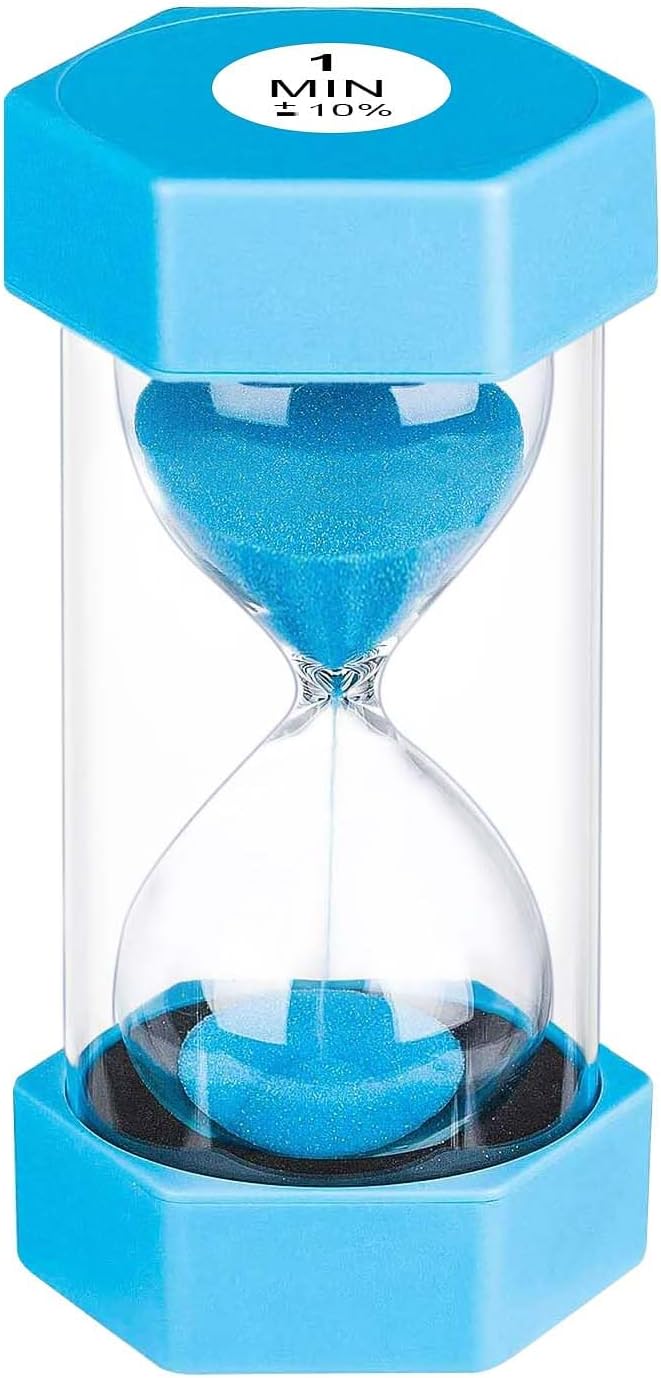 Hourglass Sand Timer 1 Minute, Unbreakable Hourglass Sand Clock, Plastic SandWatch 1 Min, Reloj De Arena 1 Minutos, Colorful Hour Glass Sandglass for Classroom Games(Blue)