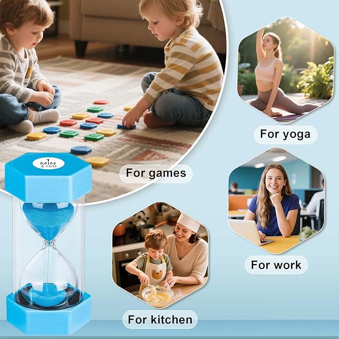 Sand Timer 60 Minutes, Unbreakable Plastic 60 Min Sand Clock, Reloj De Arena 60 Minutos, Colorful Hour Glass Sandglass Watch for Classroom Games Kitchen (Blue)