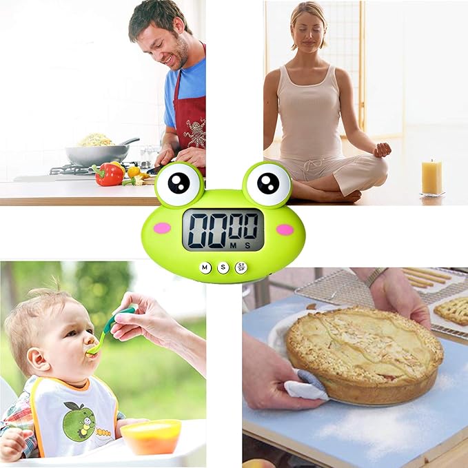 Kitchen Timer, Cute Cartoon Animal Countdown Timer, Digital Cooking with Magnetic, LCD Large-Screen Visual Clock, Hangable Alarm Clock with Stand，for Cooking Bake Sport Game (Timer-QW)