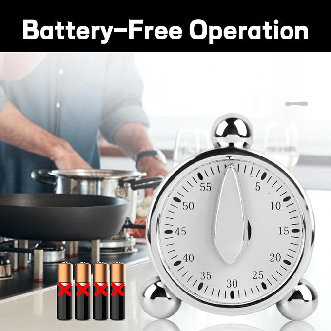 Kitchen Timers for Cooking Seniors 60 Minute Mechanical Kitchen Timer Loud Alarm Clock for Cooking Baking No Batteries Needed Visual Timer Ideal for Kitchen Management Precise Cooking Timing 1 Pack