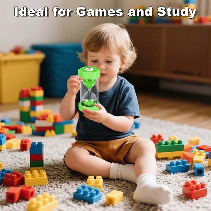 Sand Timer 15 Minute Hourglass, Unbreakabl Sand Clock 15 Min, Reloj De Arena 15 Minutos, Plastic Green Hour Glass Sandglass for Classroom Game Kitchen (Green)