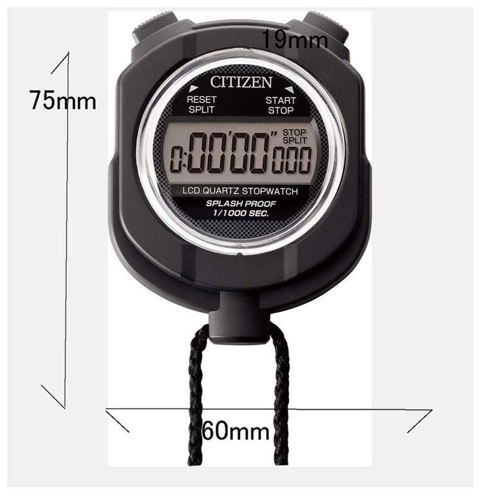 RHYTHM Citizen 8RDA55‑002 Digital Stopwatch, Rain‑Resistant Water‑Repellent, Black, Sports Training Timer