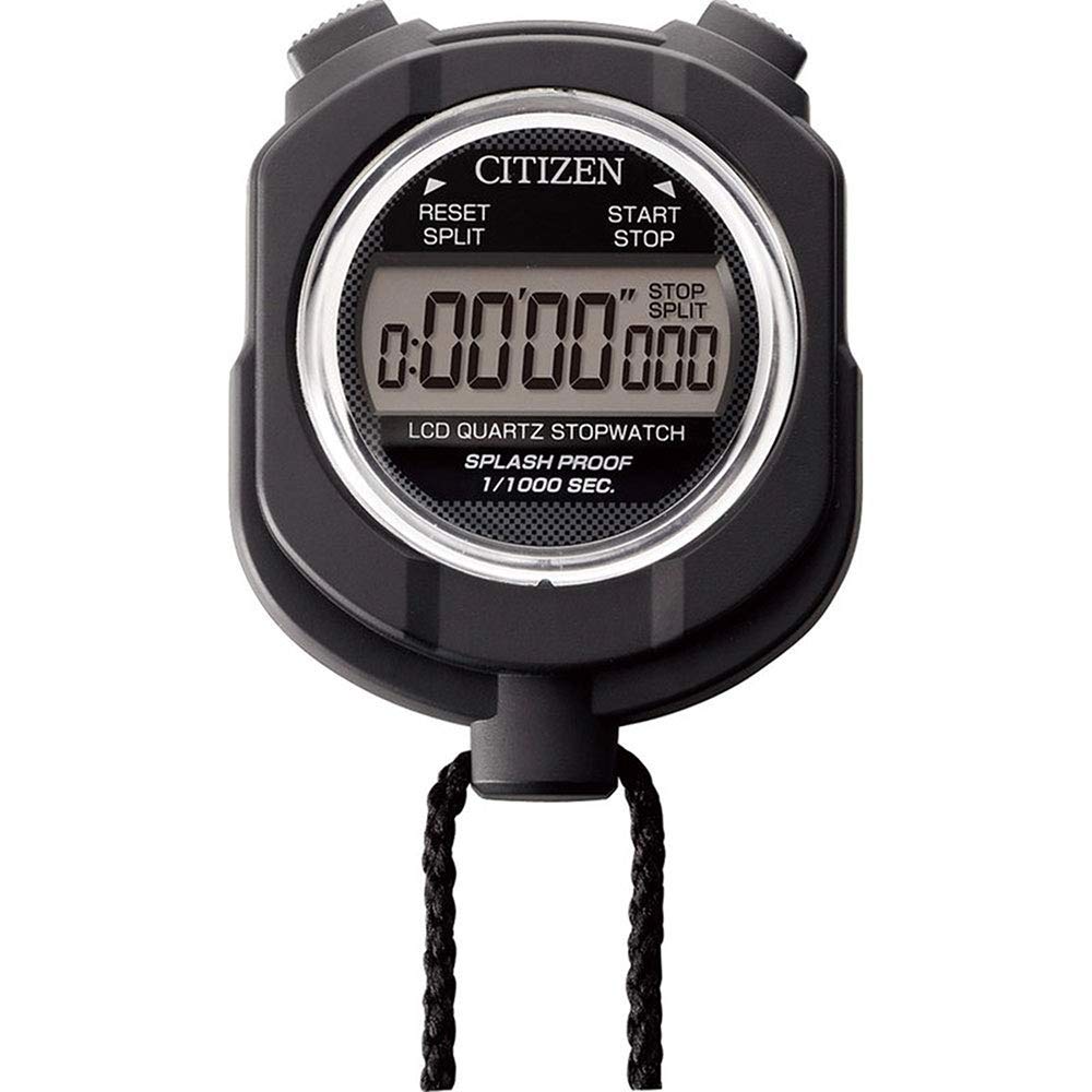 RHYTHM Citizen 8RDA55‑002 Digital Stopwatch, Rain‑Resistant Water‑Repellent, Black, Sports Training Timer