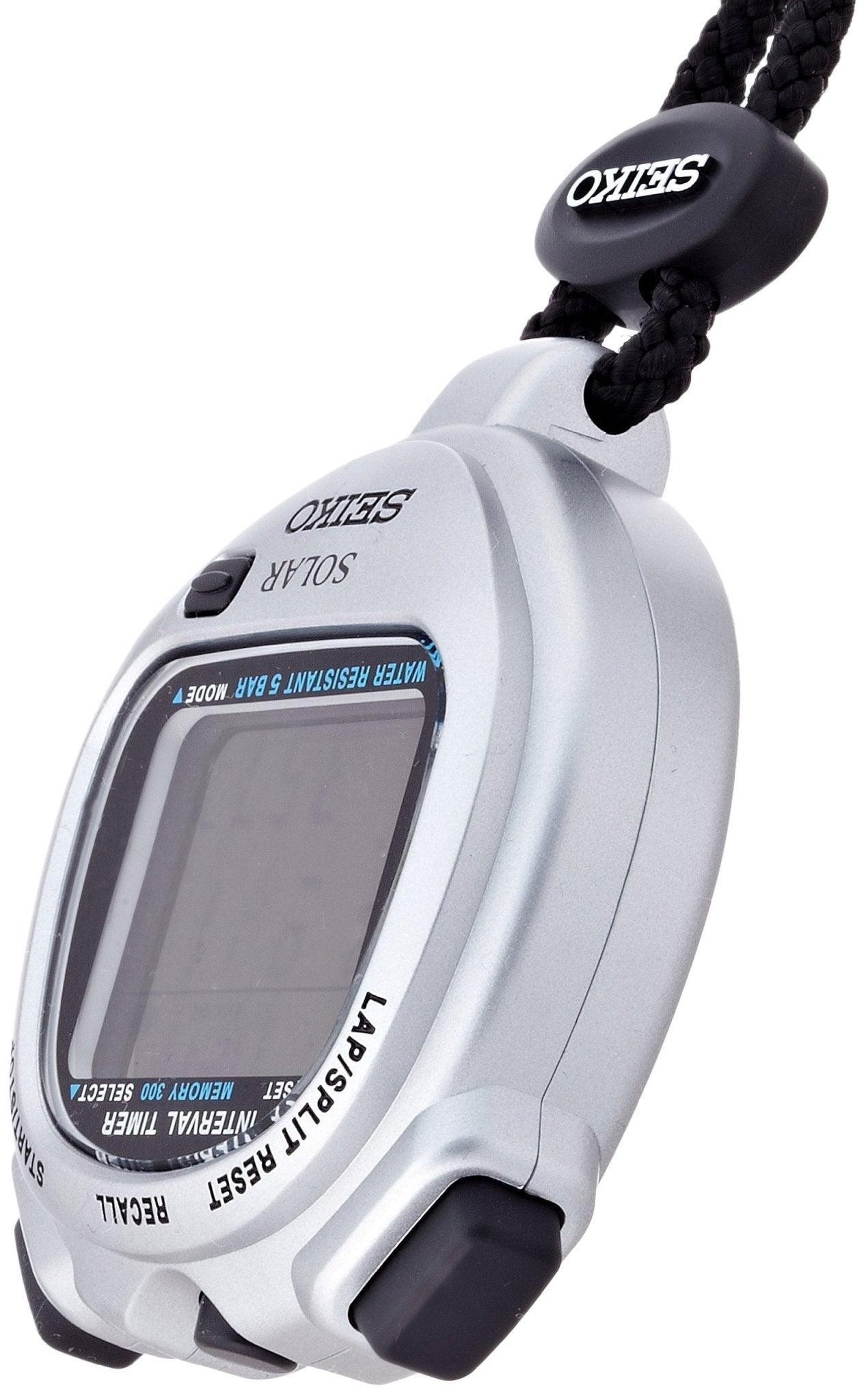 `Seiko Solar Interval Timer Sports Stopwatch SVAJ101, Silver Slim Lightweight, No Battery Replacement Required